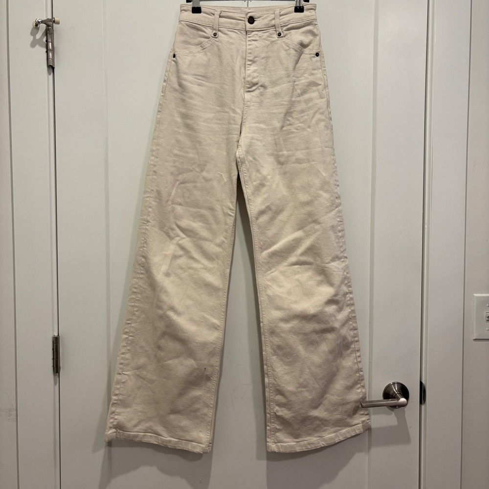 Zara Womens Cream High Waisted Wide Leg Jeans Off White Size 2 4988